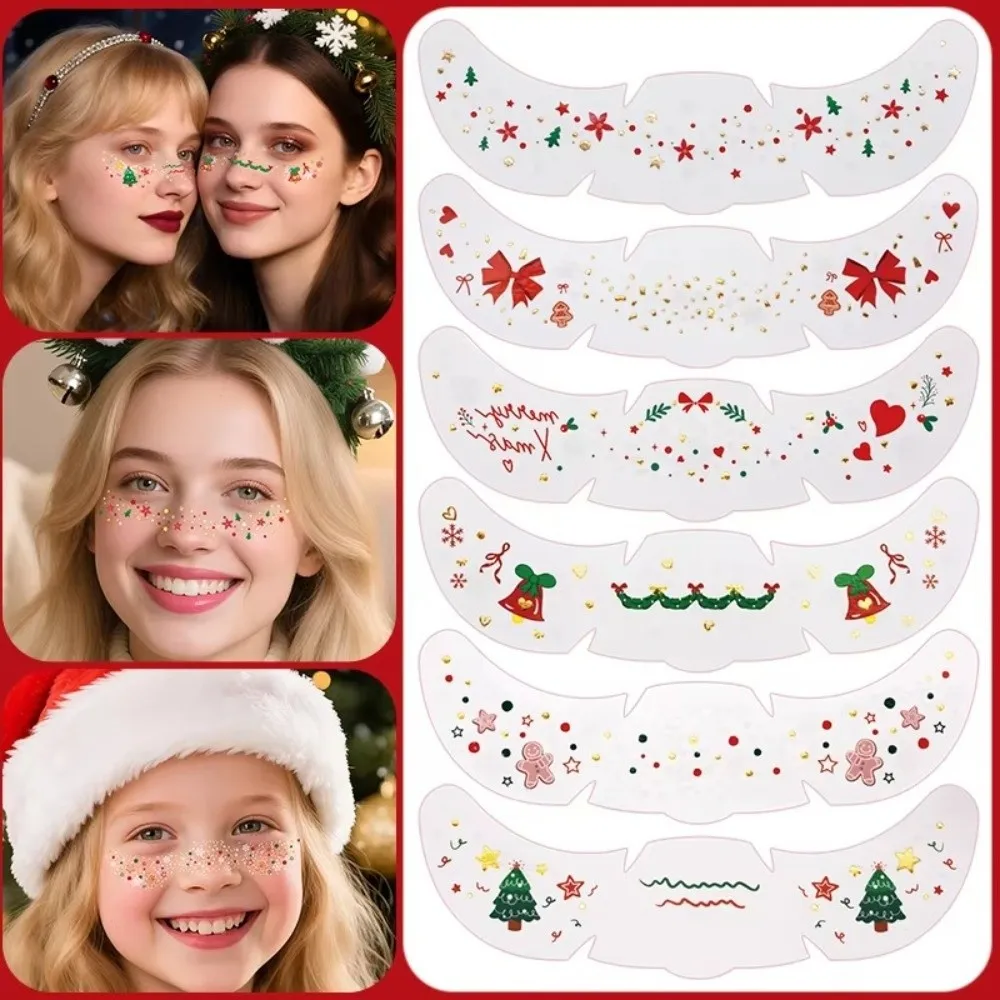 

Colorful Christmas Face Tattoo Stickers DIY Waterproof Face Tattoo Sticker Freckles Hot Stamping Party Makeup Tattoo Decal