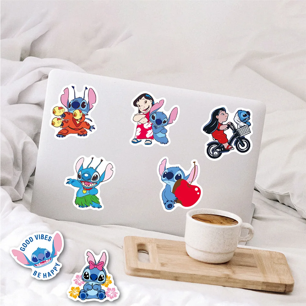 Disney-CUTE-Cartoonスティッチステッカー,グラマグラフィティステッカー,電話,ギター,ラップトップ,荷物,スケートボード,楽しい,子供のおもちゃ,10個,30個,100個