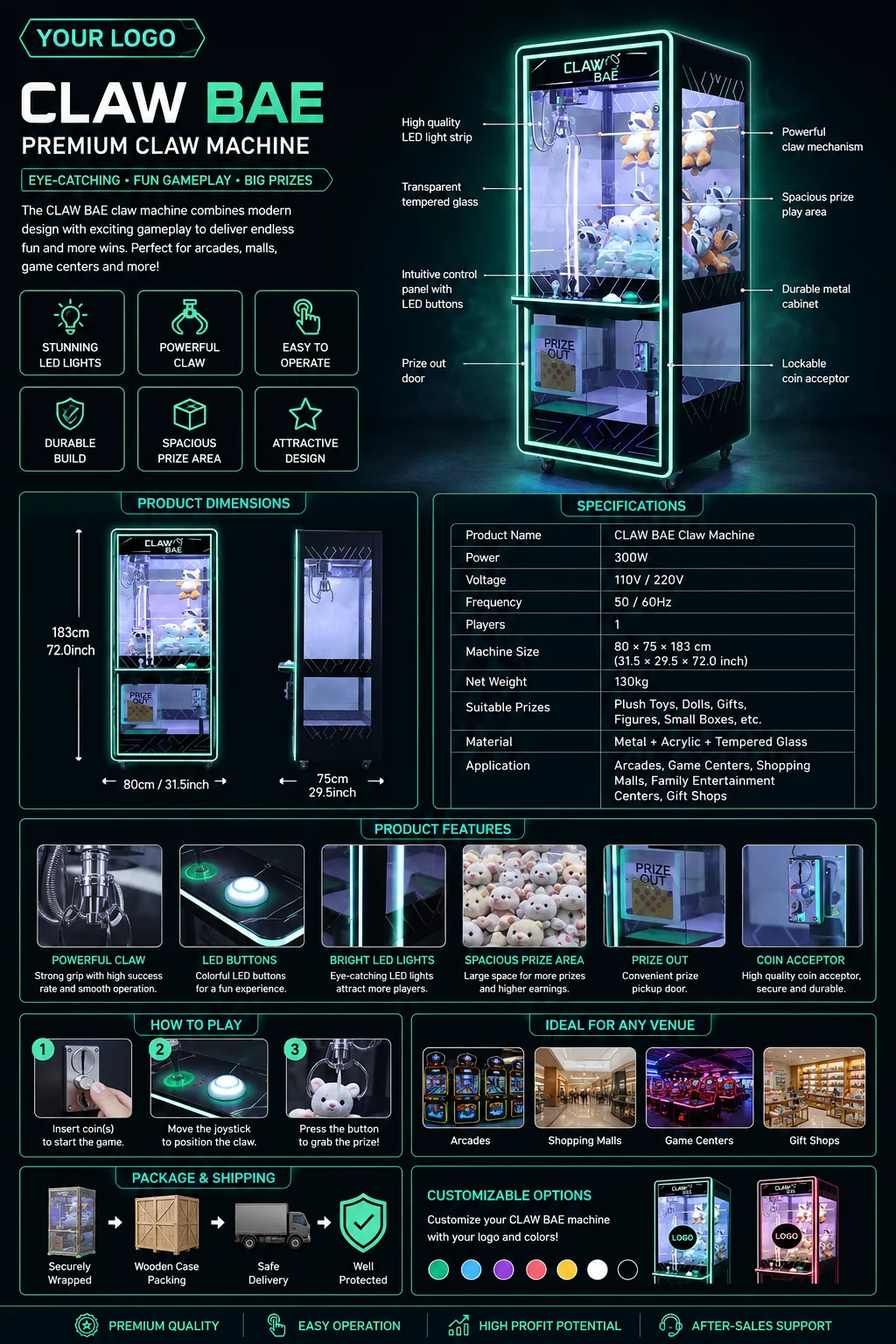 ตู้คีบตุ๊กตาสีดำ เครื่องเกมอาร - Arcade Prize Vending Machine บทวิจารณ์และราคา