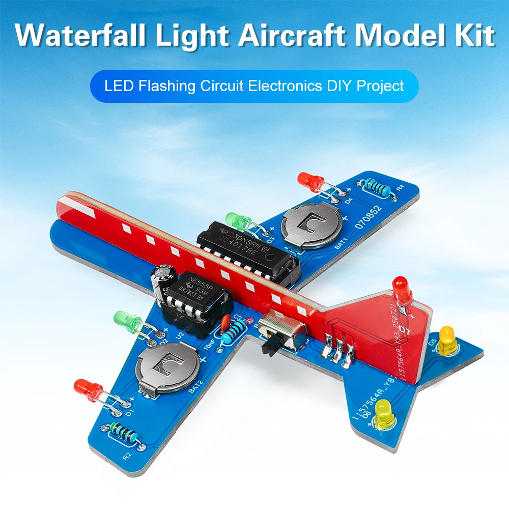 DIY Mini Aircraft Electronics Kit CD4017 LED Running Light Aircraft Model Soldering Kit Supports Frequency Adjustment