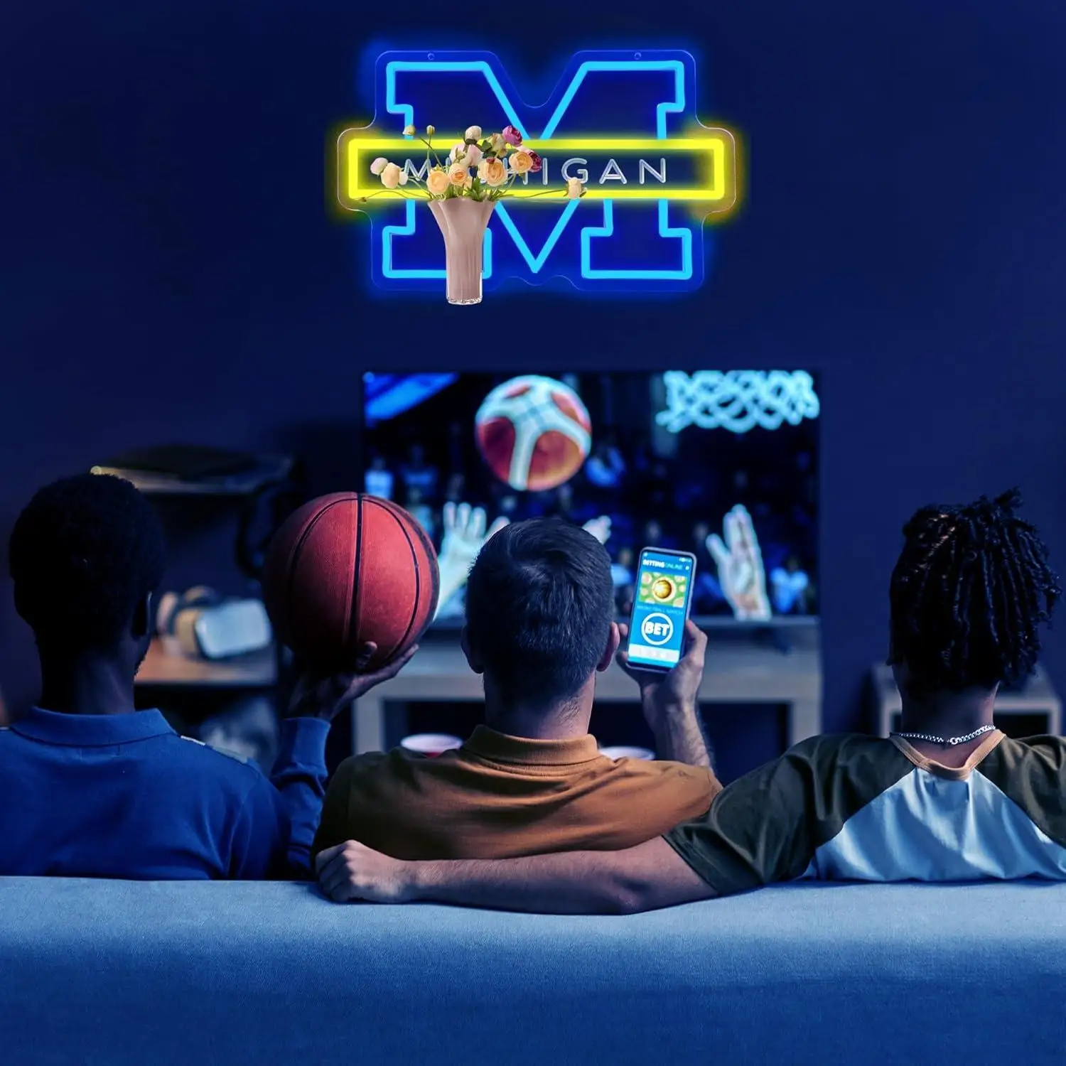 Picture 5: University Basketball Team Neon Sign USB Dimmable LED Neon Lights for Bedroom Bar Man Cave Dormitory Wall Decor Birthday Gift