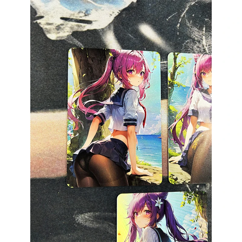 5Pcs/set Anime Genshin Impact Keqing Diy Acg Reflections Flash Game Collectible Cards Christmas Birthday Gift Children's Toys