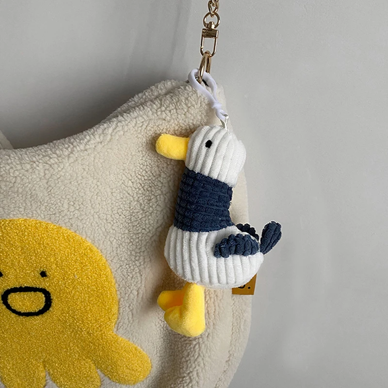 Kawaii Keychain Cute Cartoon Animal Stuffed Toy Duck Doll Bag Charm with Hook Pendant Key Chain Accessories Gift