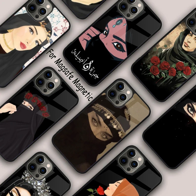 

Islamic Arabic Hijab Girl Magnetic Phone Case For APPLE iPhone 17 Air 16 14 13 12 Pro Max 15 Plus Charge With MagSafe Cover