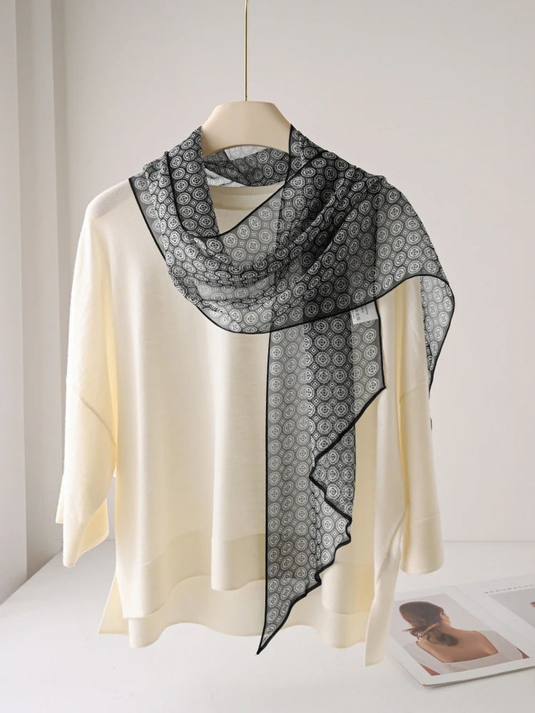 シルクスカーフ女性の薄い新しい2026長く狭いドリフティングベルト秋ショルダーショールママのサリーネック保護スカーフネックウォーマー