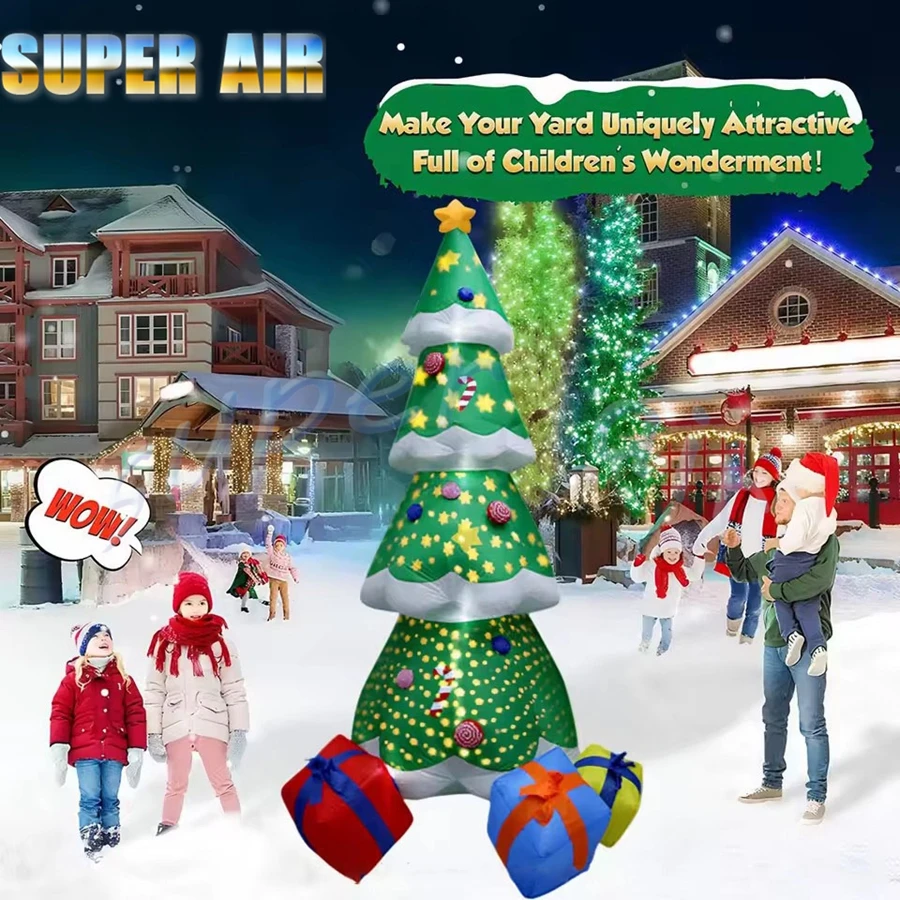 Free fan 6mH Christmas celebration decoration huge inflatable Christmas tree with gifts for party