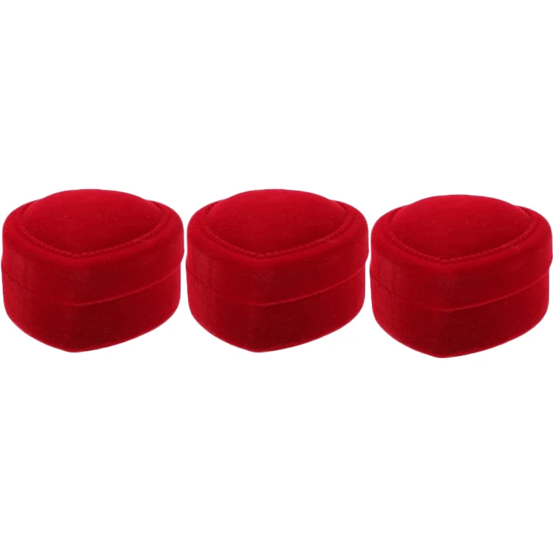 Red Velvet Heart Shape Ring Box for Jewelry