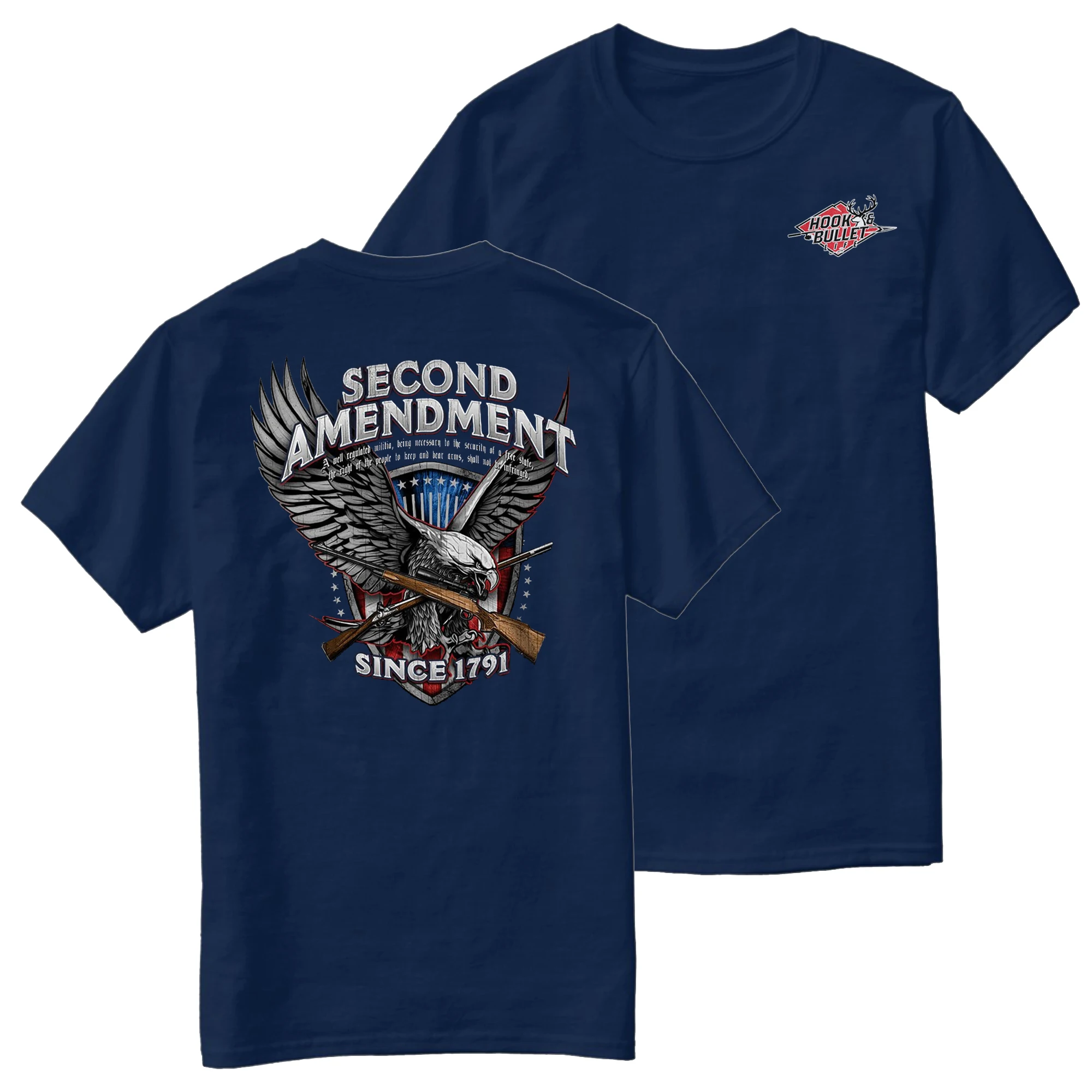 Hook Bullet Life 2nd Amendment Eagle T-Shirt 100% Cotton O-Neck Short Sleeve Summer Casual Mens T-shirt Streetwear