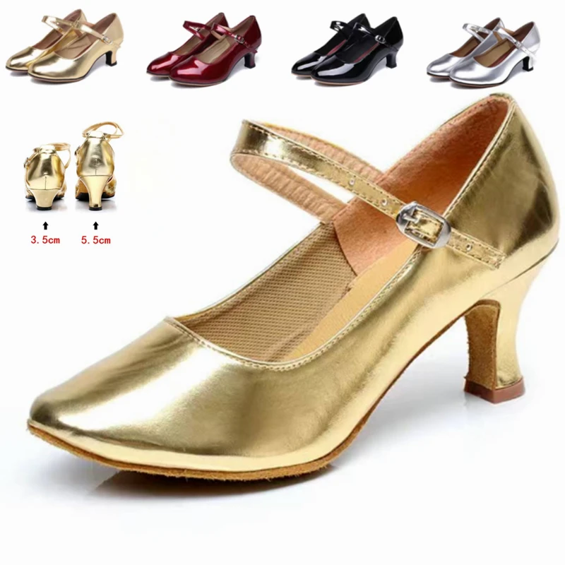 New Specular PU Modern Dance Shoes Standard Ballroom Dancing Shoes Outdoor Latin Dance Shoes For Women 3.5CM 5.5CM