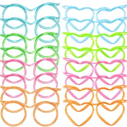 8 Pcs Plastic Drinking Straw Eyeglasses Silly  DIY Decoration Straw Glasses in Cute Heart Fun Crazy  Party Straws