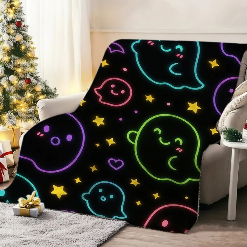 Tombstone Candy Witch Hat Halloween Throw Blanket Sunroom Casual Lounge Soft Blanket Guest Quarters Balcony Bedroom Den Gifts