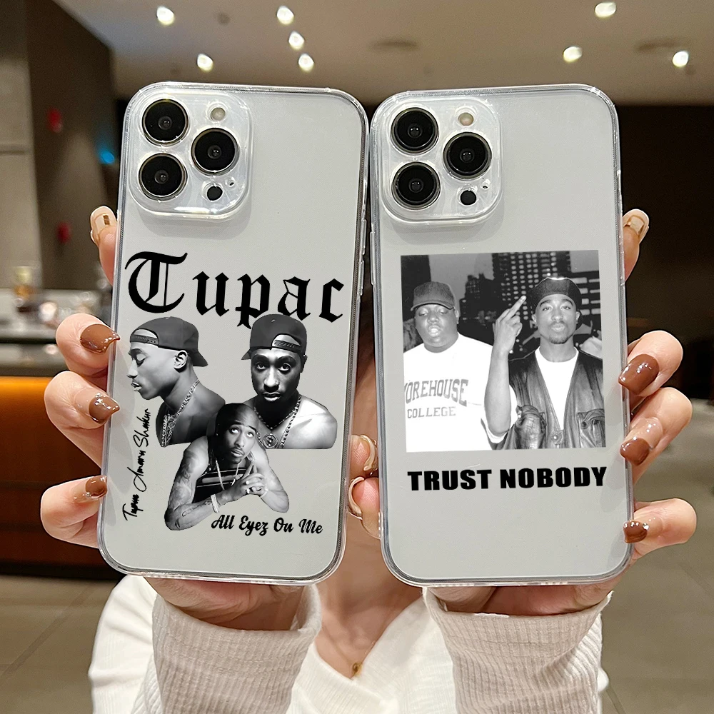 Clear Phone Case For iPhone 15 14 13 12 11 Mini Pro Max X XR XSMax 6S 6 7 8 Plus SE Soft Cover Hip Hop Rapper 2pac Singer Tupac