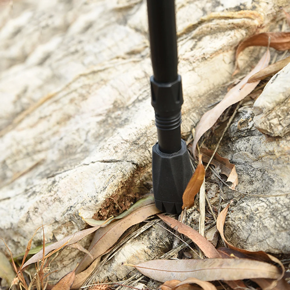 

8 Pcs Trekking Cane Tip Durable Lightweight TPR Hiking Pole Protector Anti Slipping Metal Gasket Included Black