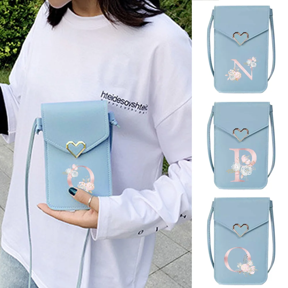

Crossbody Bag Mobile Phone Bag Universal Transparent Touch Screen Phone Bags Pink Flower Letter Pattern Casual Commute Shopping