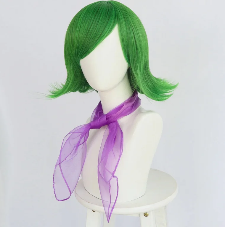 Disgust Cosplay Wig Movie Inside Out Green Short Curly Hair Costume Wig