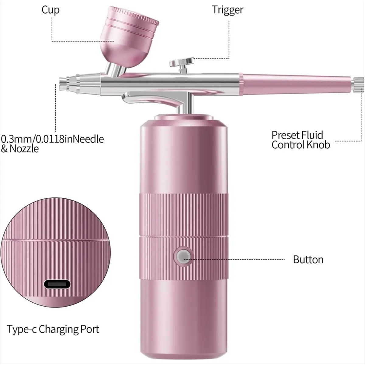 

(A26M) Набор для аэрографии с компрессором, беспроводной, перезаряжаемый, с соплом 0,3 мм и щеткой для чистки, для рисования и художественных работ B