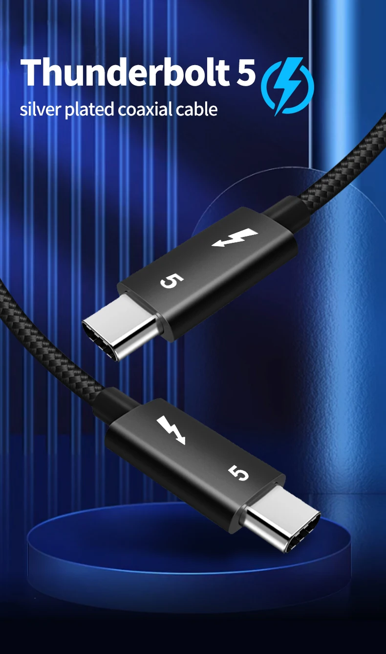 Thunderbolt 5 Vollfunktions-Datenkabel USB C auf USB C Schnellladung PD 240 W 16 K 60 Hz Videoausgang Funktionelle 80 Gbit/s-Übertragung – Detail 1