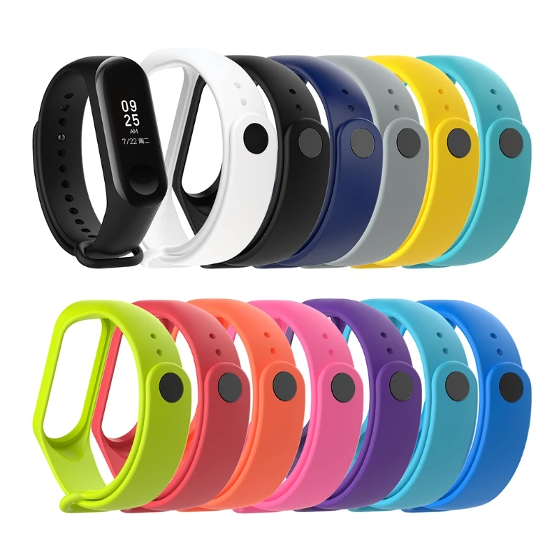 Bracelet de rechange en silicone pour Mi Band 3 et 4, durable, résistant à la transpiration, réglable, bracelets de montre intelligents