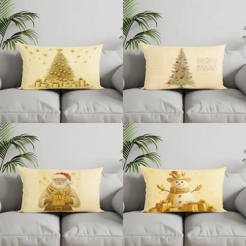 

Домашний декор, наволочка с золотой рождественской елкой, подходит для дивана, спальни, автомобиля, наволочка, прямоугольная подушка для спины