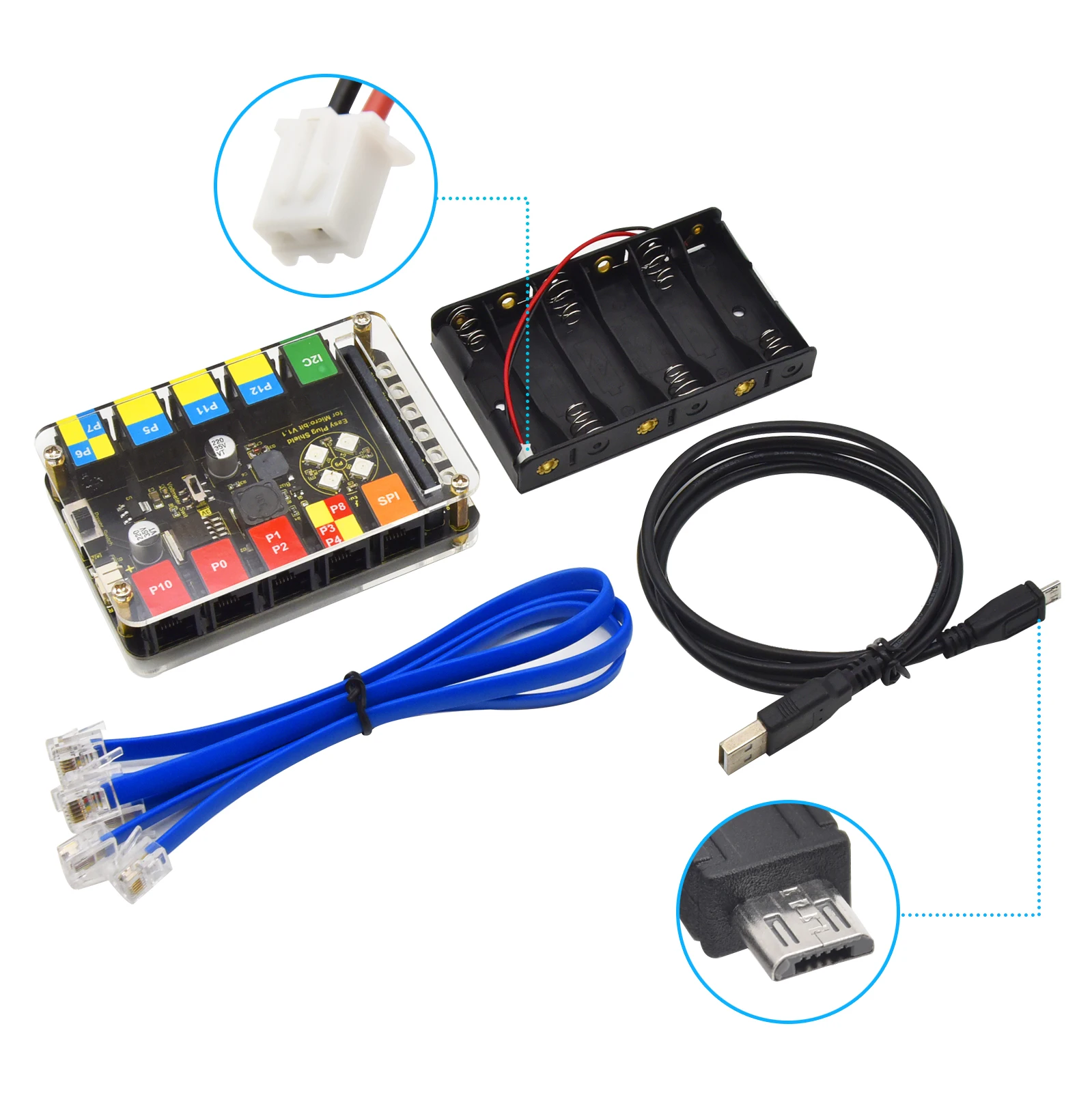 EASY PLUG Microbit V2 Super Starter Kit for BBC Micro:Bit Makecode Programming Electronic Kit(No Microbit ) DIY Electronic Kit