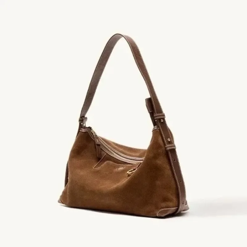 

2025 Retro Fashion Velvet Leather Underarm Commuter Bag Shoulder Bag