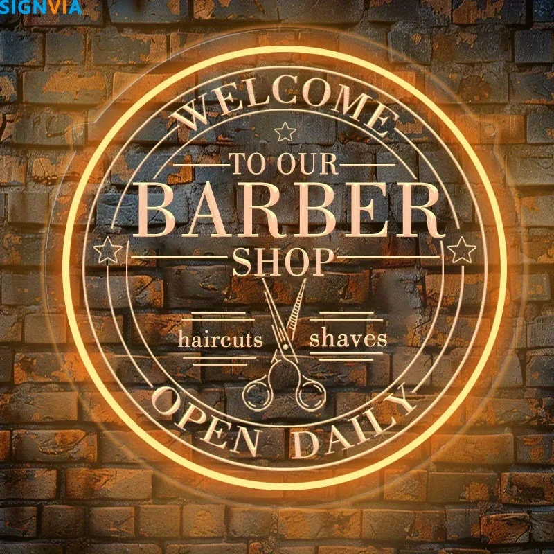 Custom Retro Barber Shop Neon Sign USB-Powered Wall Lights with Switch Control Ideal for Salons Studios Businesses No Battery