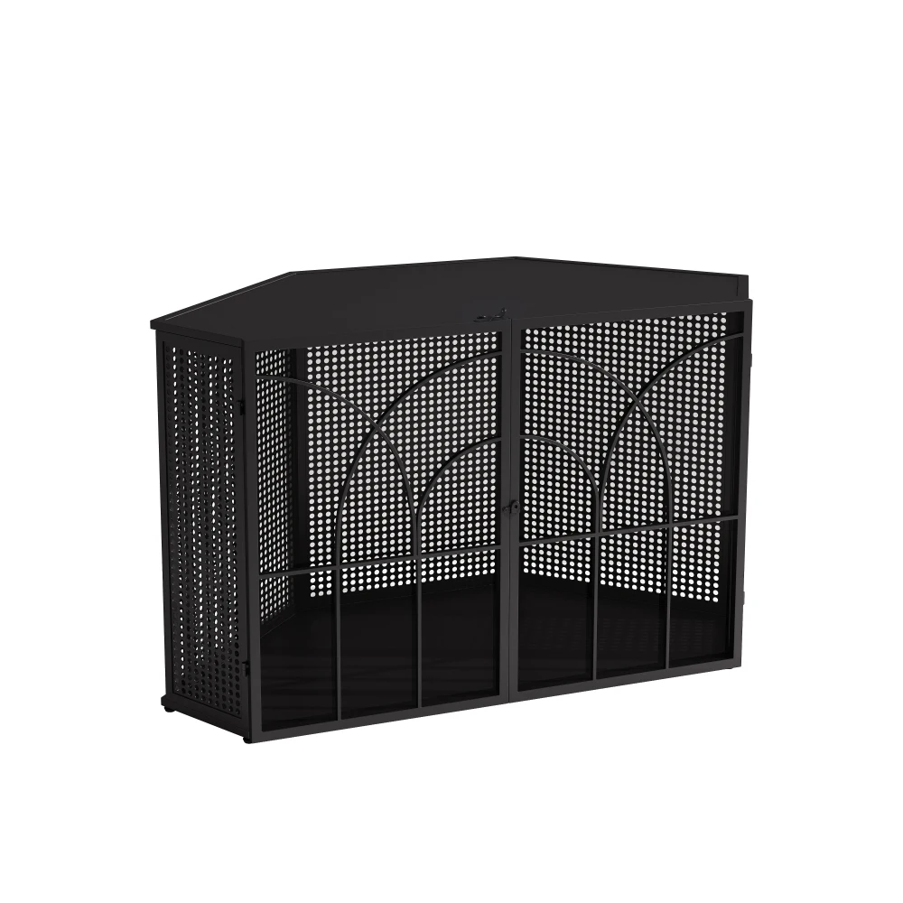 

47.24"Spacious Dog Cage with Tempered Glass, for Corner of Living Room, Hallway, Study and Other Spaces, Black