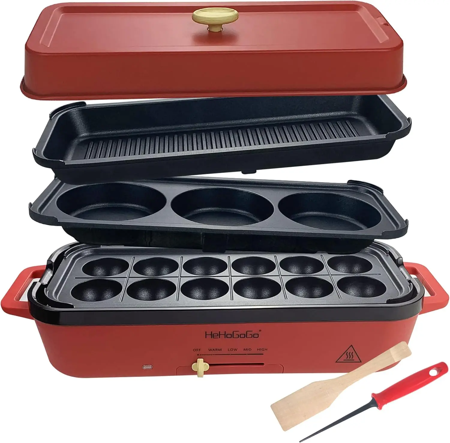 

Multifunctional Electric Griddle Electric Grill Nonstick Baking Maker with 3 Interchangeable Pans For Takoyaki Cake Pop/ Mini