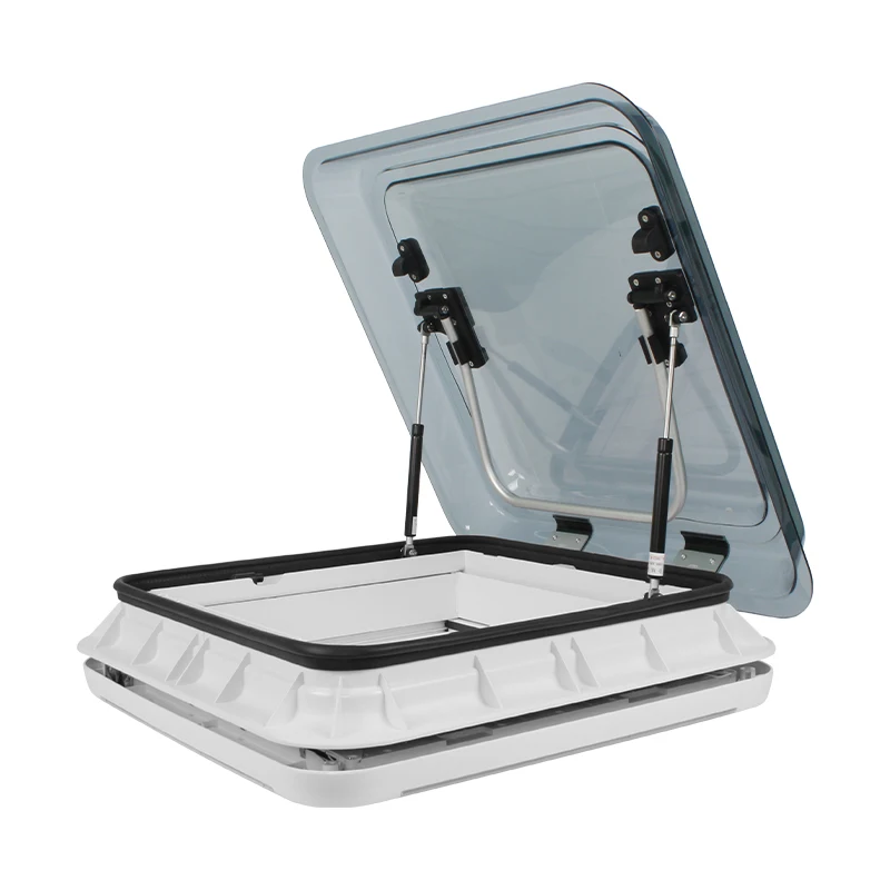 

RV Skylight 500*500mm Double Acrylic Caravan Roof Window With 12V LED Light Awning Screen & Blind