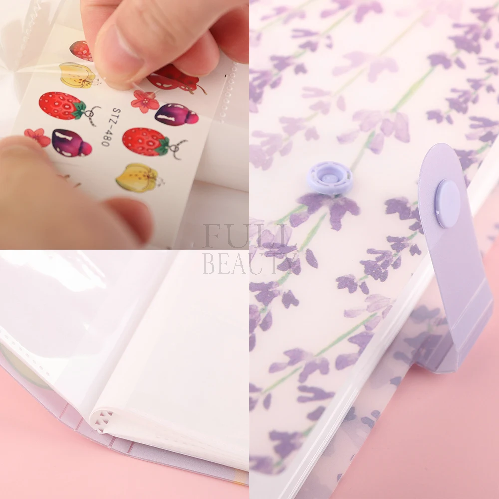 120 Slots Nail Sticker Organizer Lavender Sticker Album Empty Storage Book For Collecting Water Decals Display Shelves GLTZB4-6