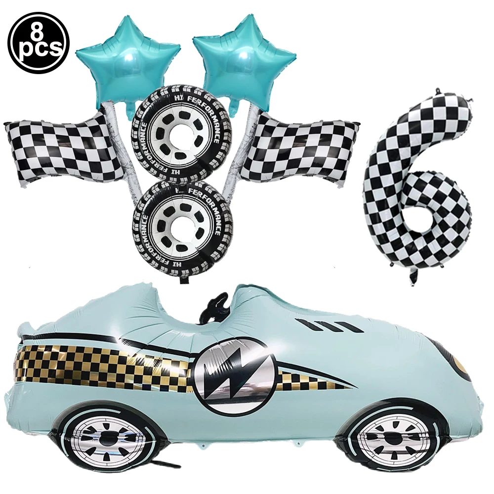 Große Cartoon Blau Racing Auto Nummer Digital Ballon Set Jungen Geburtstag Party Baby Dusche Rennwagen Party Decor Kinder Bevorzugung Geschenke – Detail 6