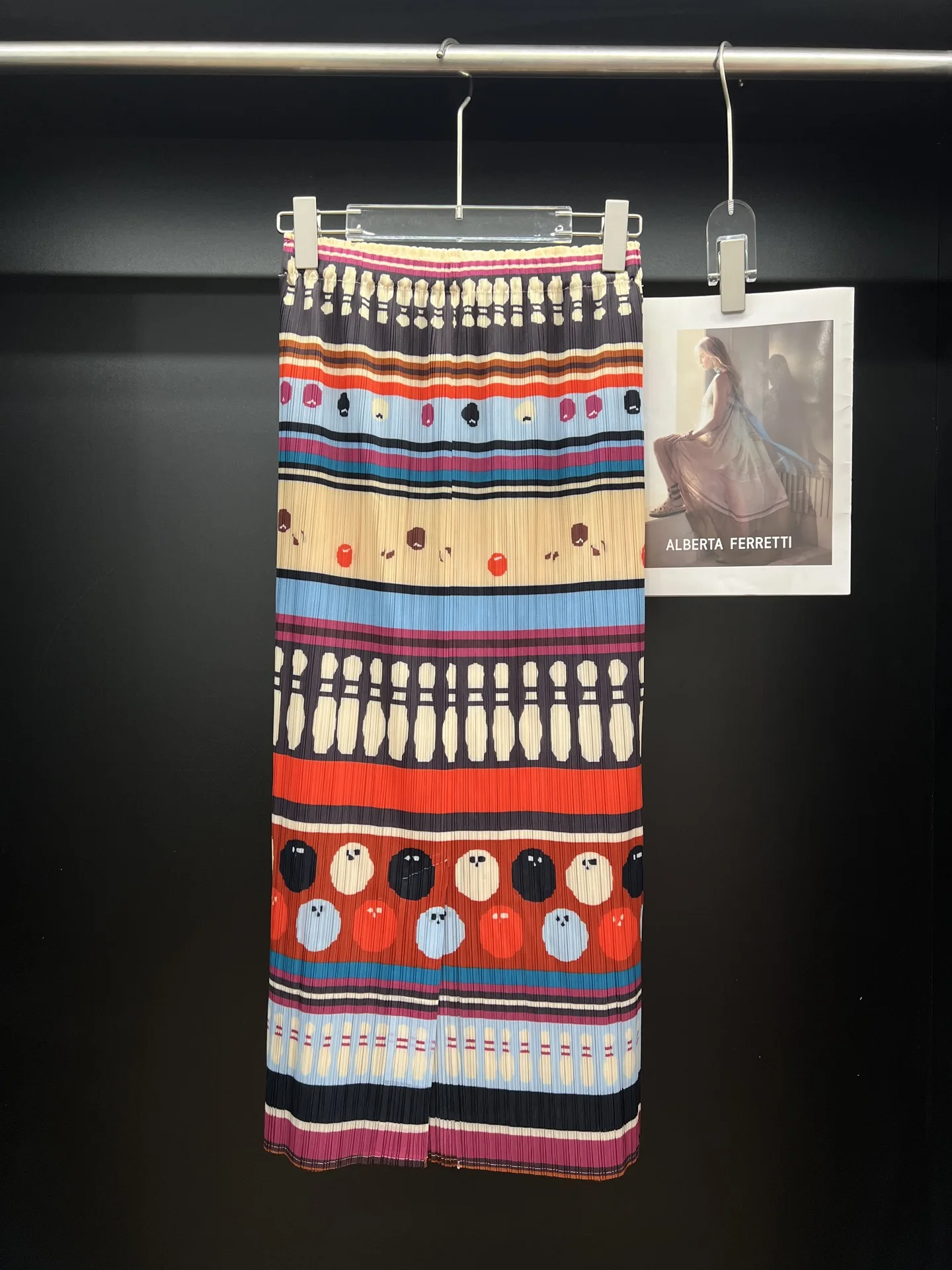 

Miyake Pleated Colorful Striped Mid-length Skirt 2025 Summer New Temperament Thin High-end Fun Colorful Half Skirt