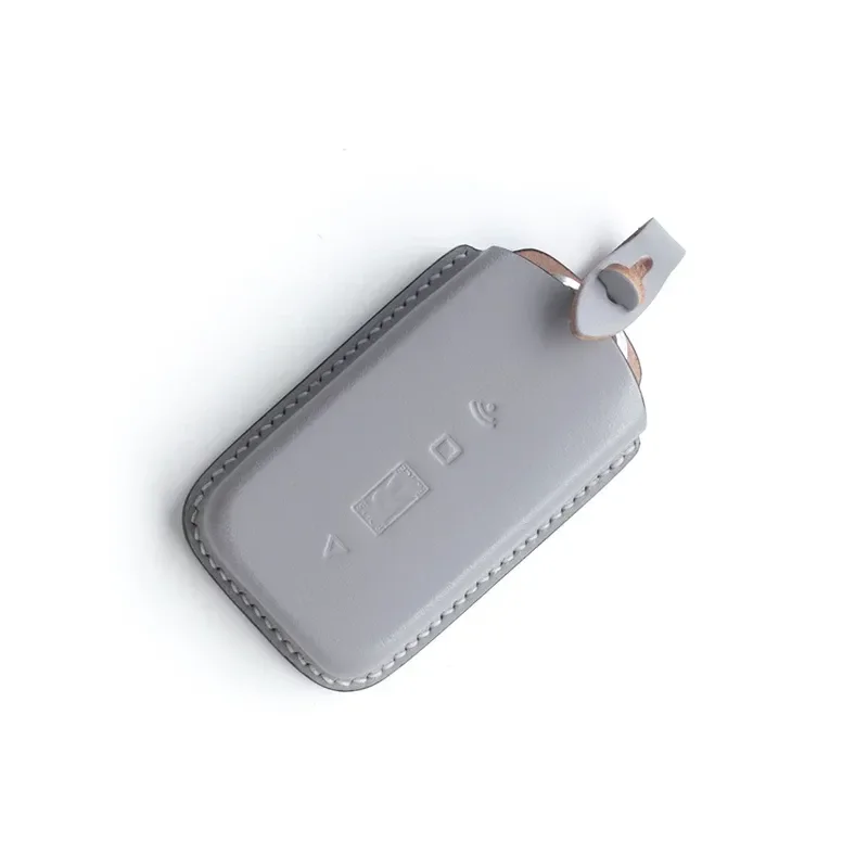 for Rolls-Royce Cullinan Phantom Ghost Handmade Leather Key Case Cover Storm Grey Key Fob Holder Set