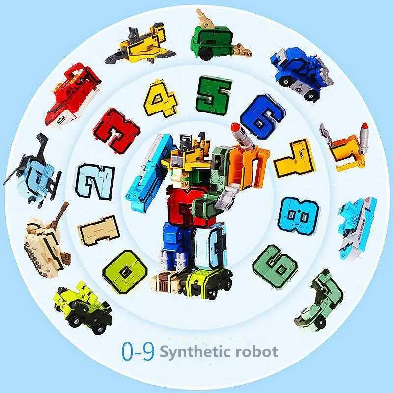 Transformation Robot Assembling Building Blocks Number Deformation Robot Educational Action Figure Toys for Children Gifts Anime