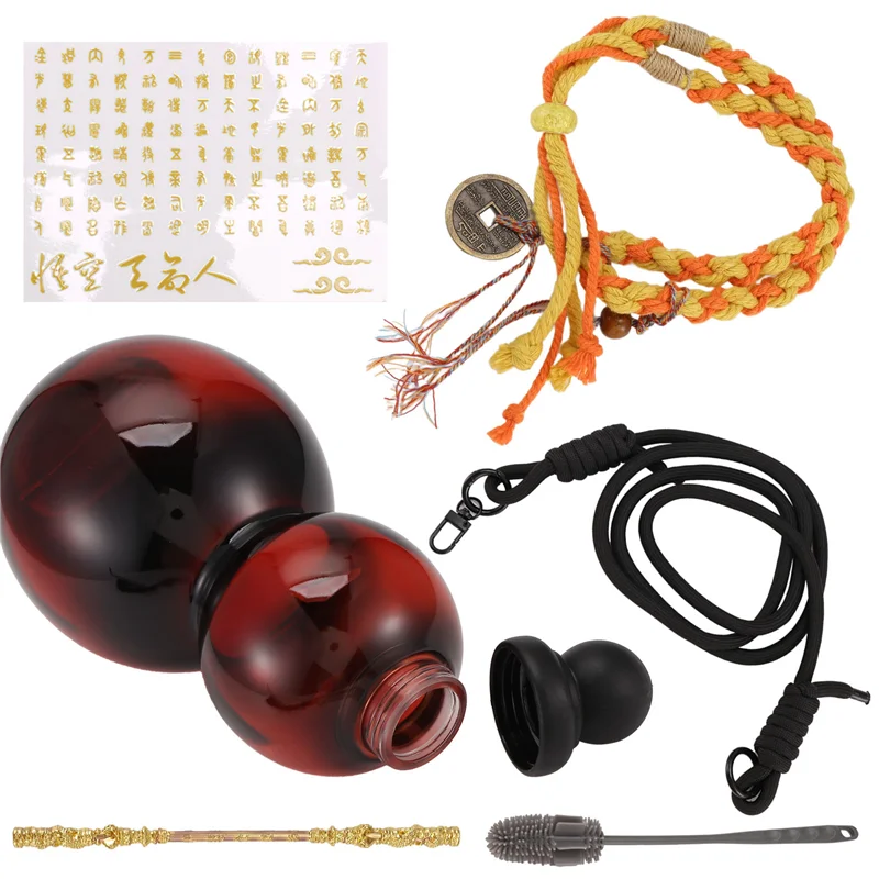 زجاجة مياه القرع (800 مل/27 أونصة) زجاجة القرع سعة كبيرة زجاجة مياه رياضية زجاجة القرع الصينية المستوحاة من الرجعية