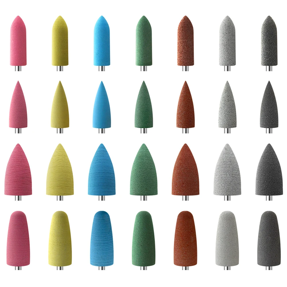 28 Types Rubber Silicone Nail Drill Bit Rotary Burr Mills Cutter for Manicure Pedicure Drill Nail Buffer Polisher Grinder Tool