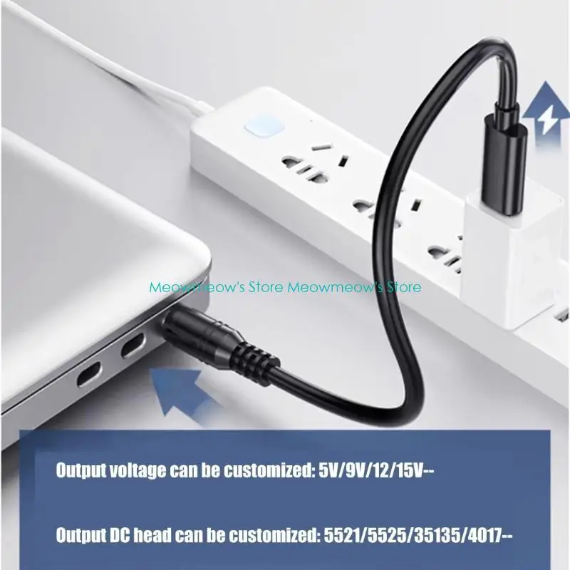 W91A USB C PD do 12V DC5.5x2.1 mm Kabel zasilania do ładowania elektroniki