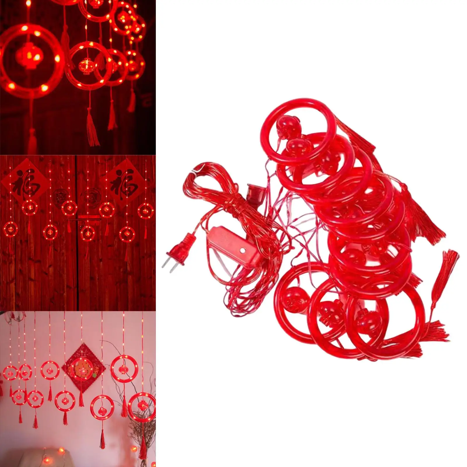 

Traditional Chinese New Year Red Lantern String Fairy Lights Lamp Spring Festival Party Bedroom Living Room Backdrop Decoration