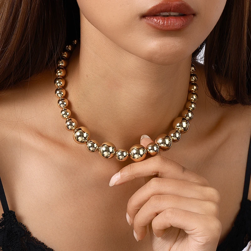 Aihua Übertriebene Imitation Perle Perlen Halskette für Frauen CCB Große Herz Anhänger Choker Halskette Schmuck Auf Den Hals Kragen – Detail 10