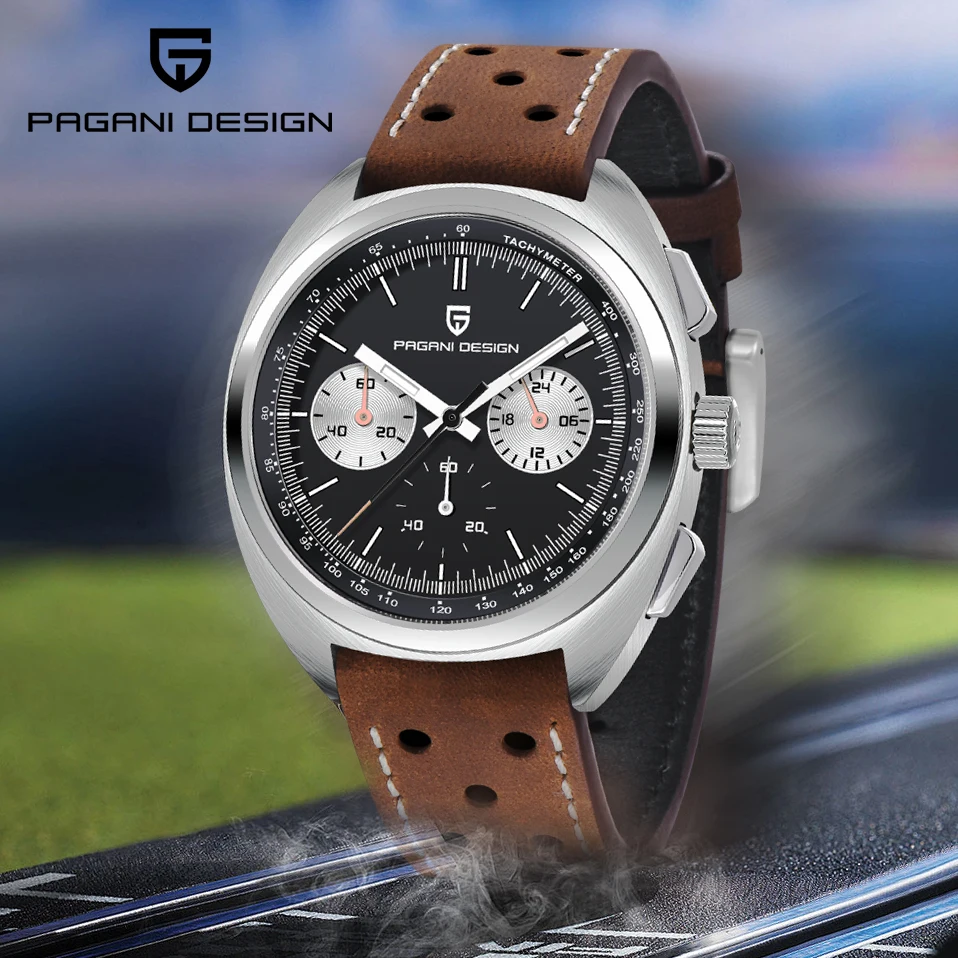 PAGANI DESIGN Men's Watches Retro Sport Panda dial Quartz Watch Men Stainless steel Turtle Back Chronograph Wrist Watch 2025 New