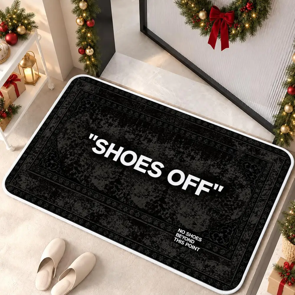 Shoes Off Minimalist Floor Mat Premium Flannel Bath Mat Anti-slip Cloud Feel Rug Durable Machine Washable Floor Carpet