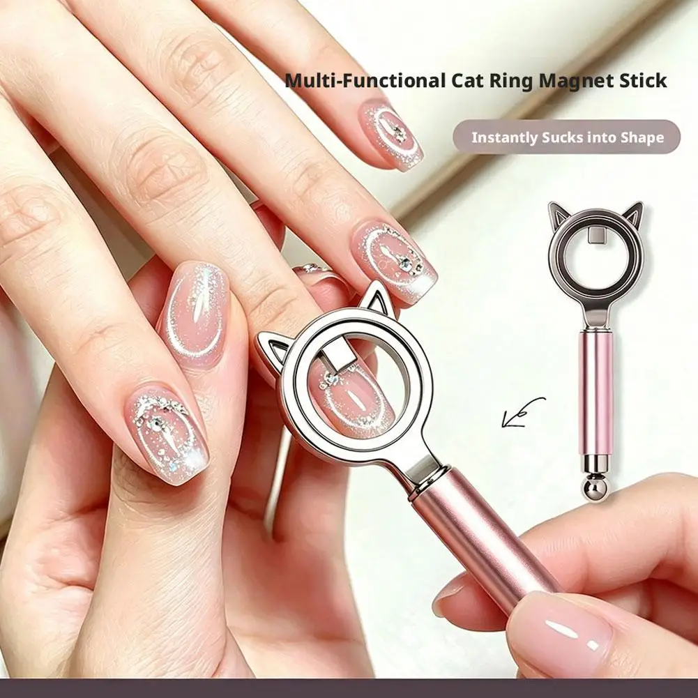

Cat Eye Nail Magnet Stick, Dual-End Cat Ear Magnetic Tool for Gel Polish, Hollow Circle Design, Salon DIY Nail Art Accessories