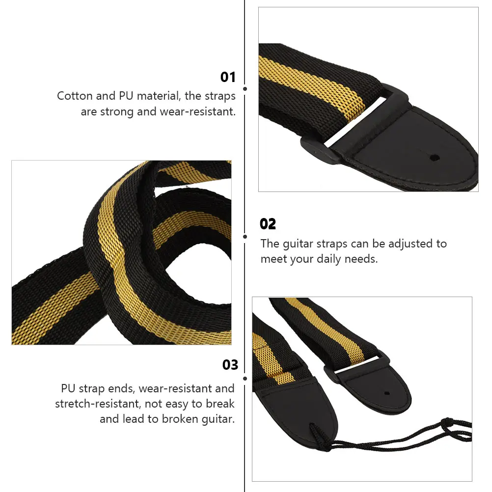 

2 Pcs Guitar Strap Bass Neck Accessories Universal Stripes Straps Retro Cotton Assorted Colors
