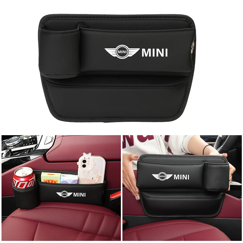 Car Seat Gap Storage Box Leather Cup Holder Accessories For MINI Cooper JCW One Countryman Cabrio Clubman Paceman R60 R57 R55 R5