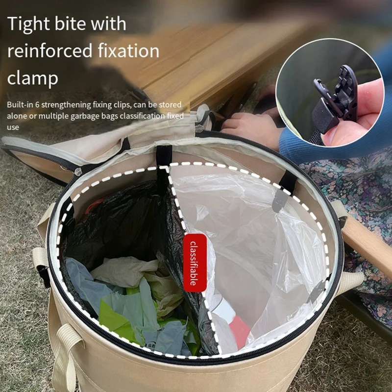 Camping Trash Can Foldable Portable Outdoor Garbage Bin Camping Supplies Garden Storage Bag Easy Install Easy To Use Armygreen