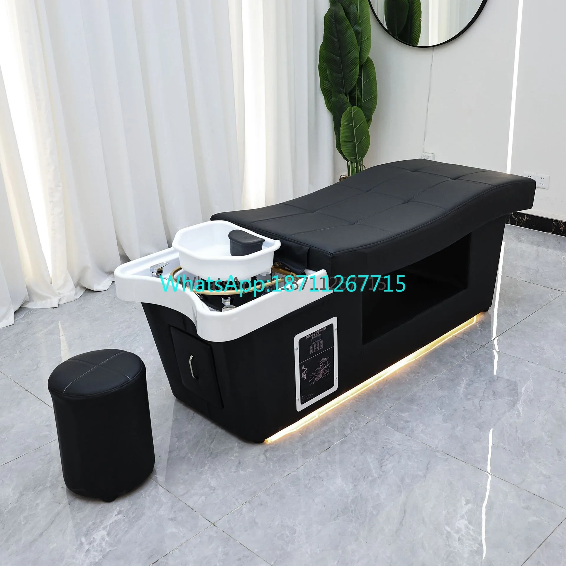 Multi-purpose Beauty Salon Shampoo Bed, Water Circulation Fumigation Scalp Treatment Bed for Hairdressing, Tui-na & Ear Picking