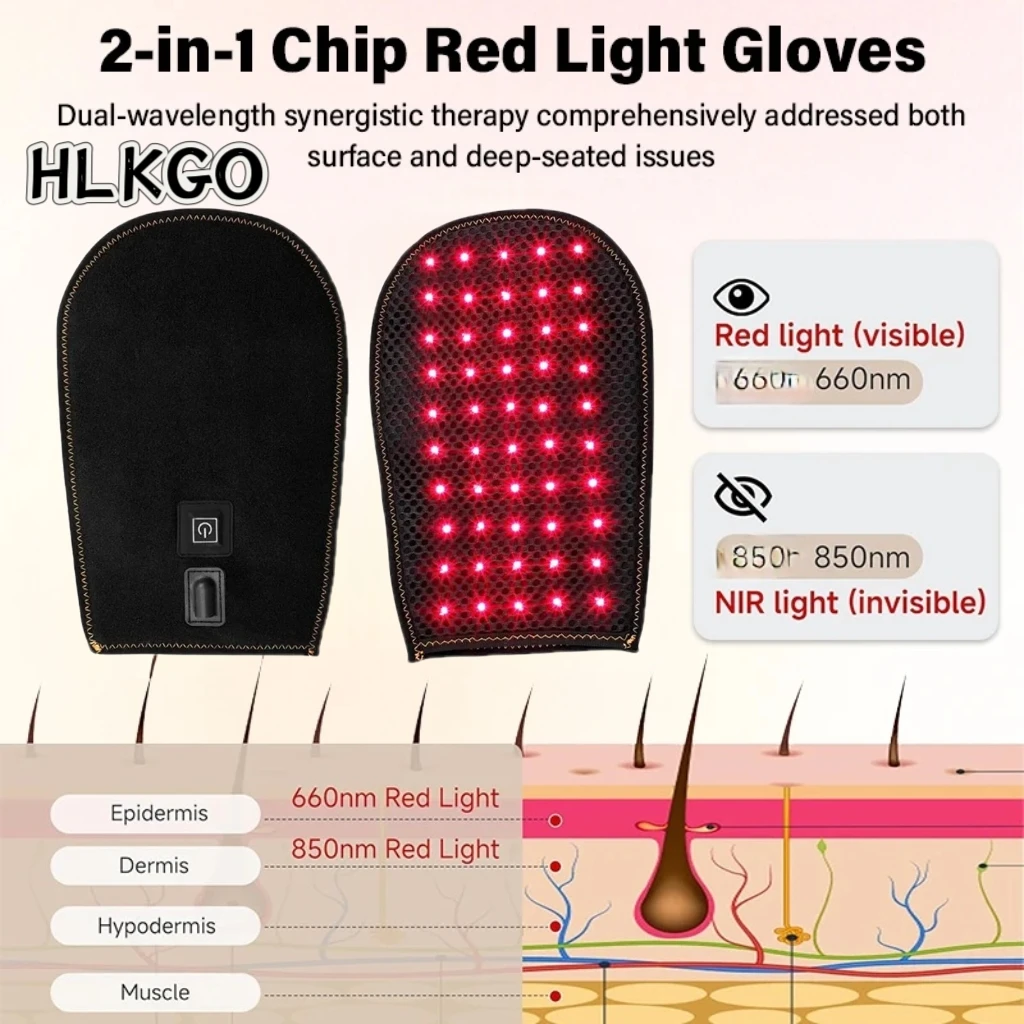 

Portable Red Light Therapy Glove for Hands, Wearable Infrared Mitten for On-The-Go Arthritis & Circulation Care