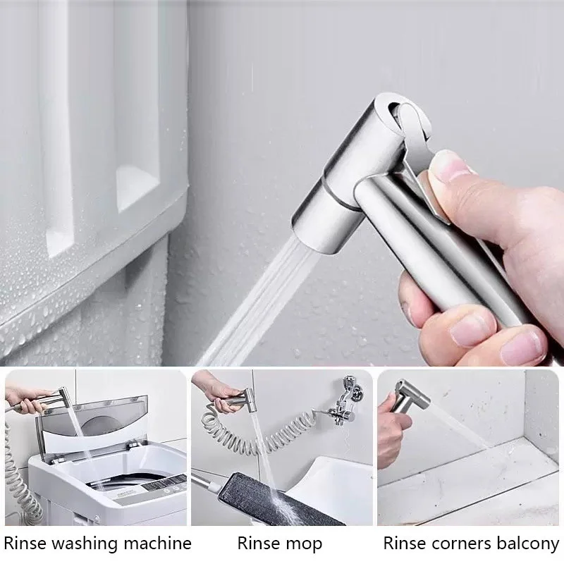 Handheld Water Toilet Bidet Sprayer Flexible Spring Shower Head Hose Tube Bathroom Washer High-pressure Spray Gun Hoses Sets