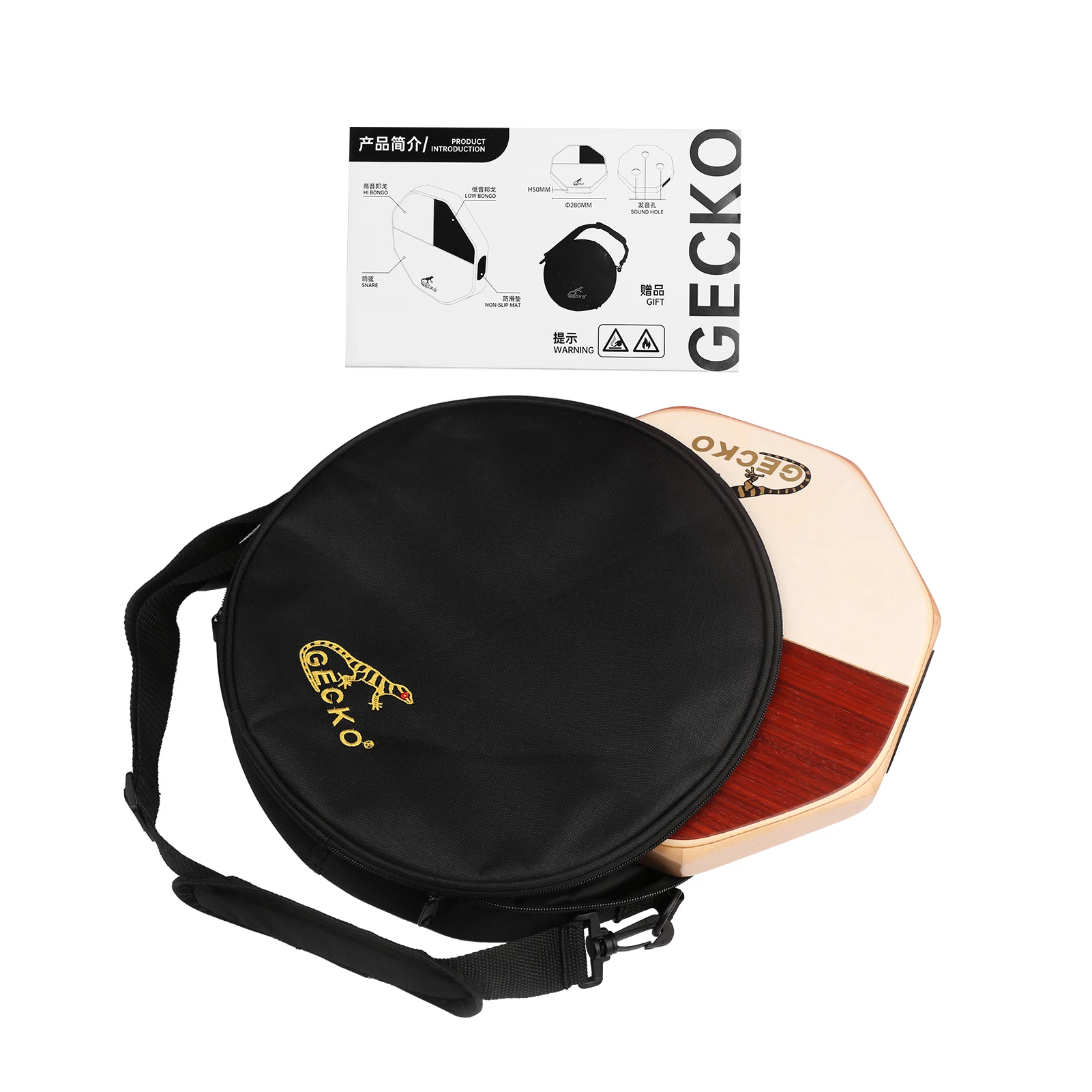 GECKO SD6 Cajon Hand Drum Cajon Drum Percussion Instrument with Carrying Bag Portable for Travel Camping Cajon Drum