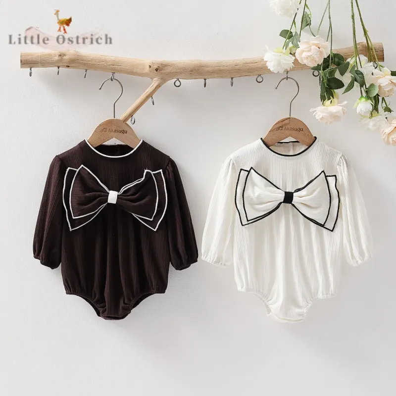 

Newborn Baby Girl Cotton Bow Princess Romper Infant Toddler Child Long Sleeve Jumpsuit Casual Solid Pullover Baby Clothes 3M-2Y